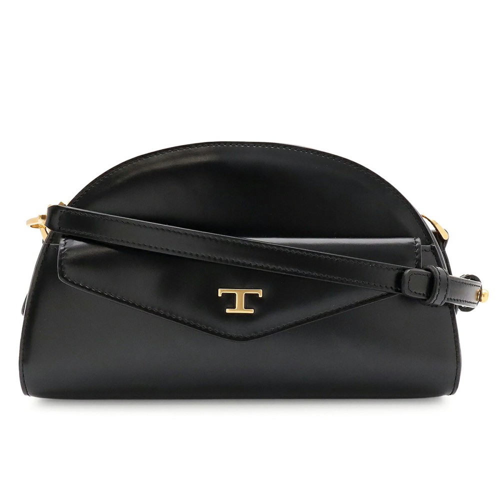TOD'S T-Timeless Camera Bag, Shoulder Pouch, Clutch Handbag, Leather, Black